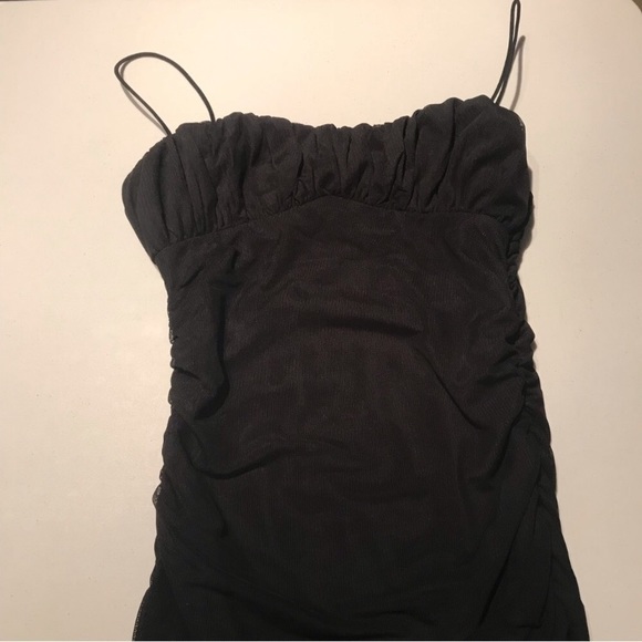 Princess Polly Penney Mesh Overlay Mini Dress In Black Size 4 - Picture 4 of 11